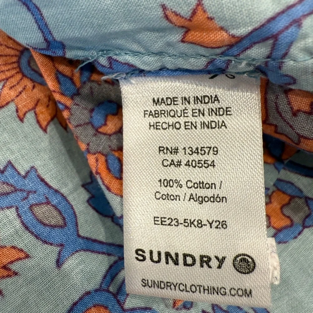 Sundry Blue Puff Sleeve Tunic with Ruffled Tiers - Picture 5 of 9